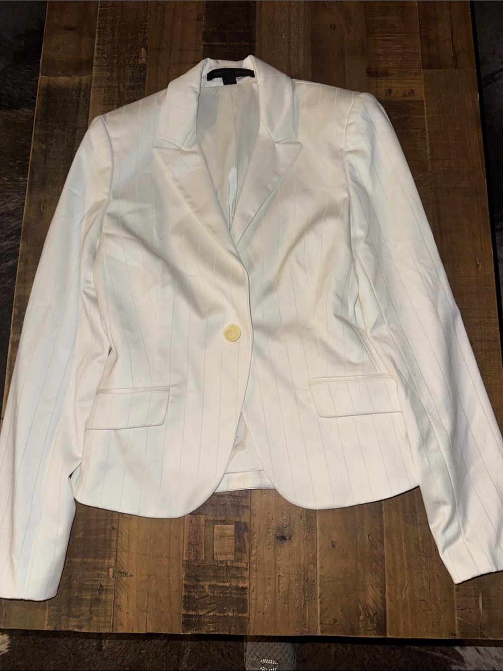 Express White Pinstripe Single-Button Blazer